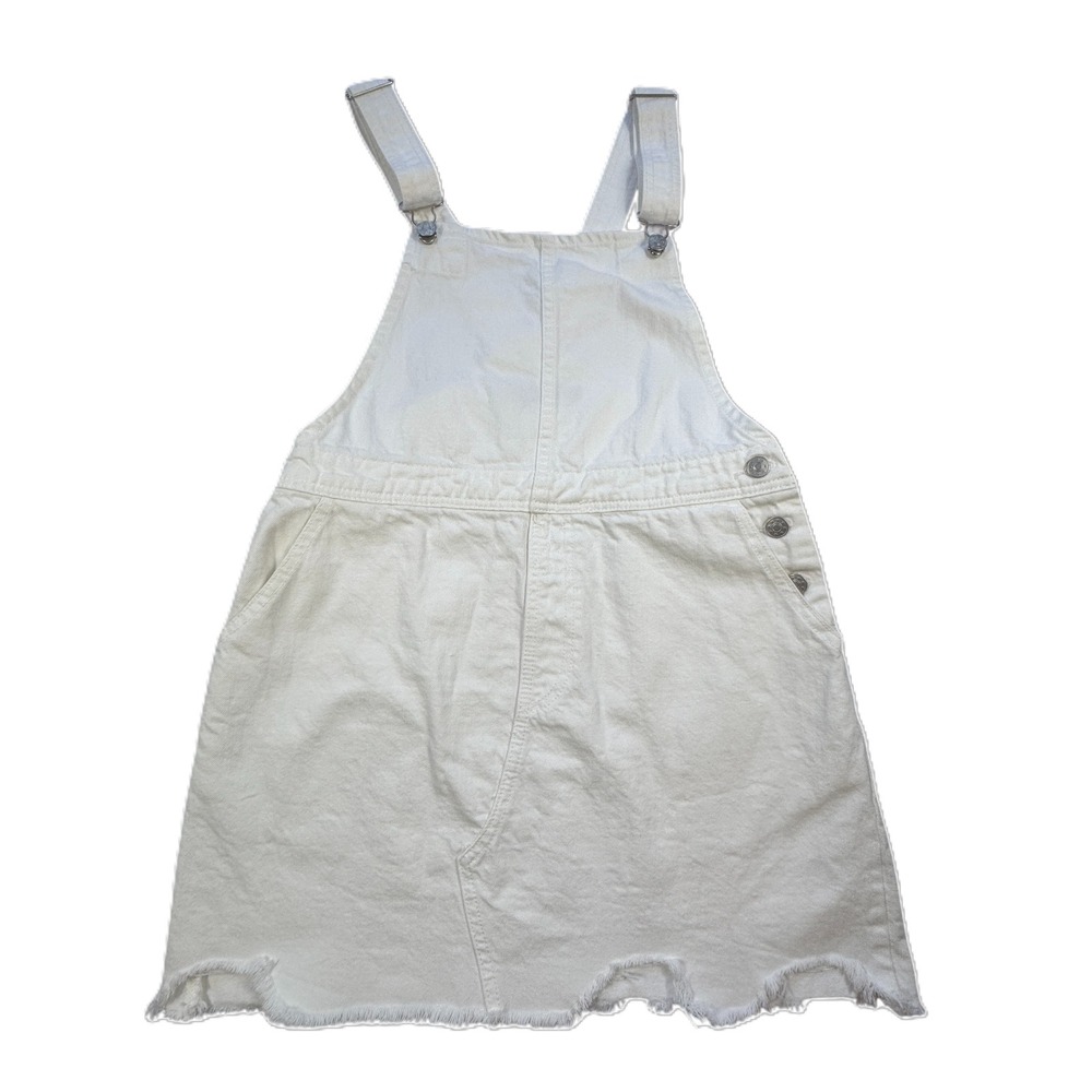 Envy White Denim Overall Skirt Womens Small Pinafore Dress Mini Festival Boho - Picture 1 of 10